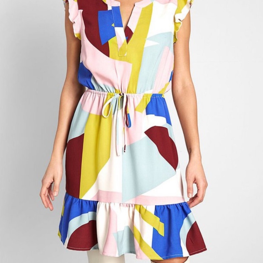 MidCloth Geo As You Love It Dress NWT XL Ruffle Botyom dress